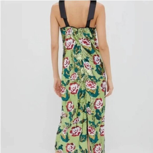Tuckernuck Roxy Floral Green Sequin Dress Medium (M) - Picture 3 of 4